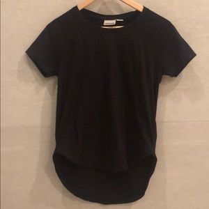 Low-High Plain Black Tee